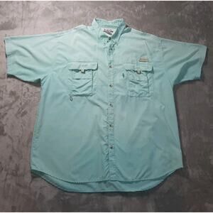 Columbia PFG Mens XXL Short Sleeve Light Blue Shirt Knot To Shore Ft. Pierce FL